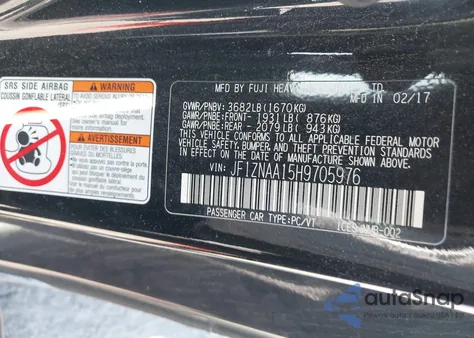 2017 Toyota 86 z USA, uszkodzony, nr VIN JF1ZNAA15H9705976